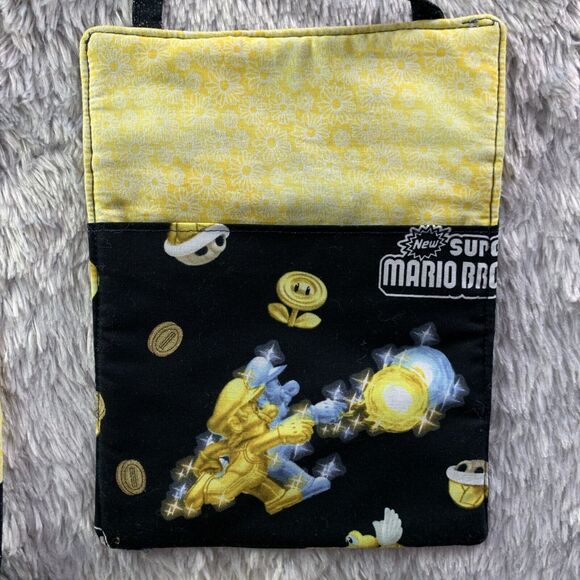 Super Mario Bros Purse Small Black Yellow Gold White New 2 Handmade Nintendo - Picture 4 of 9